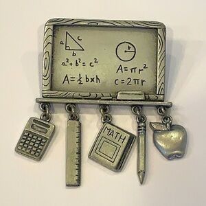 JJ school teacher chalk board charm math apple